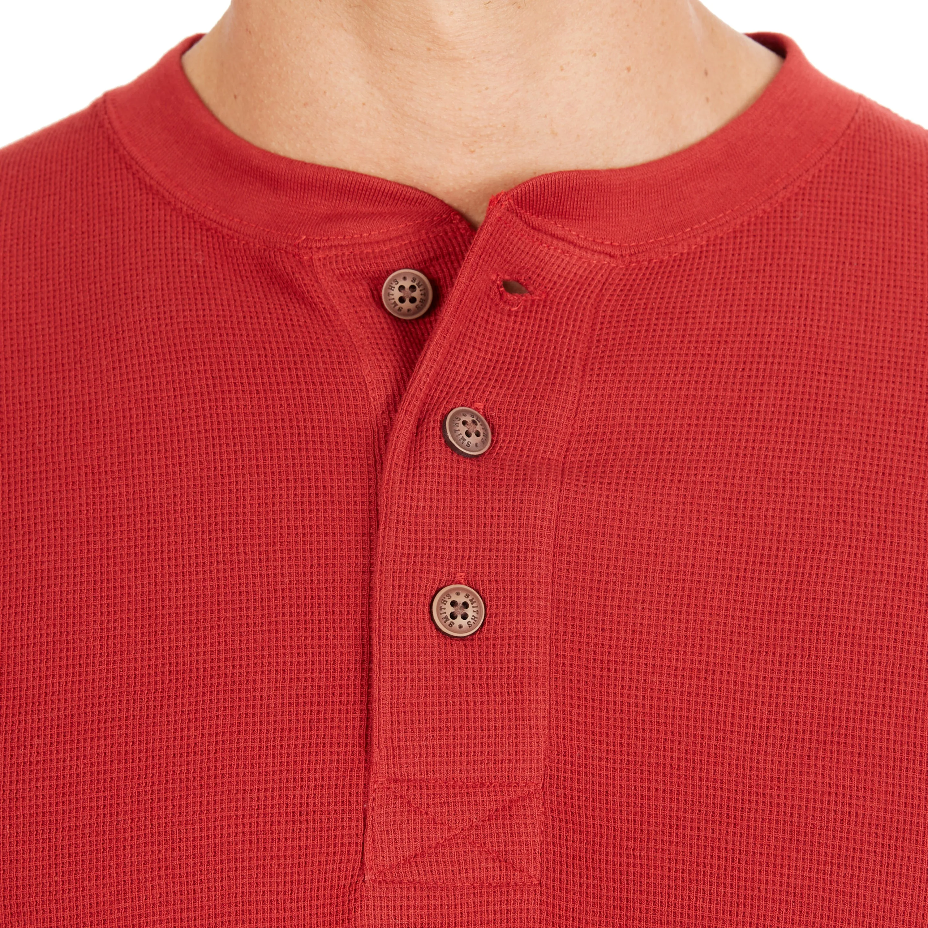 EXTENDED TAIL MINI-THERMAL KNIT HENLEY PULLOVER WITH GUSSET