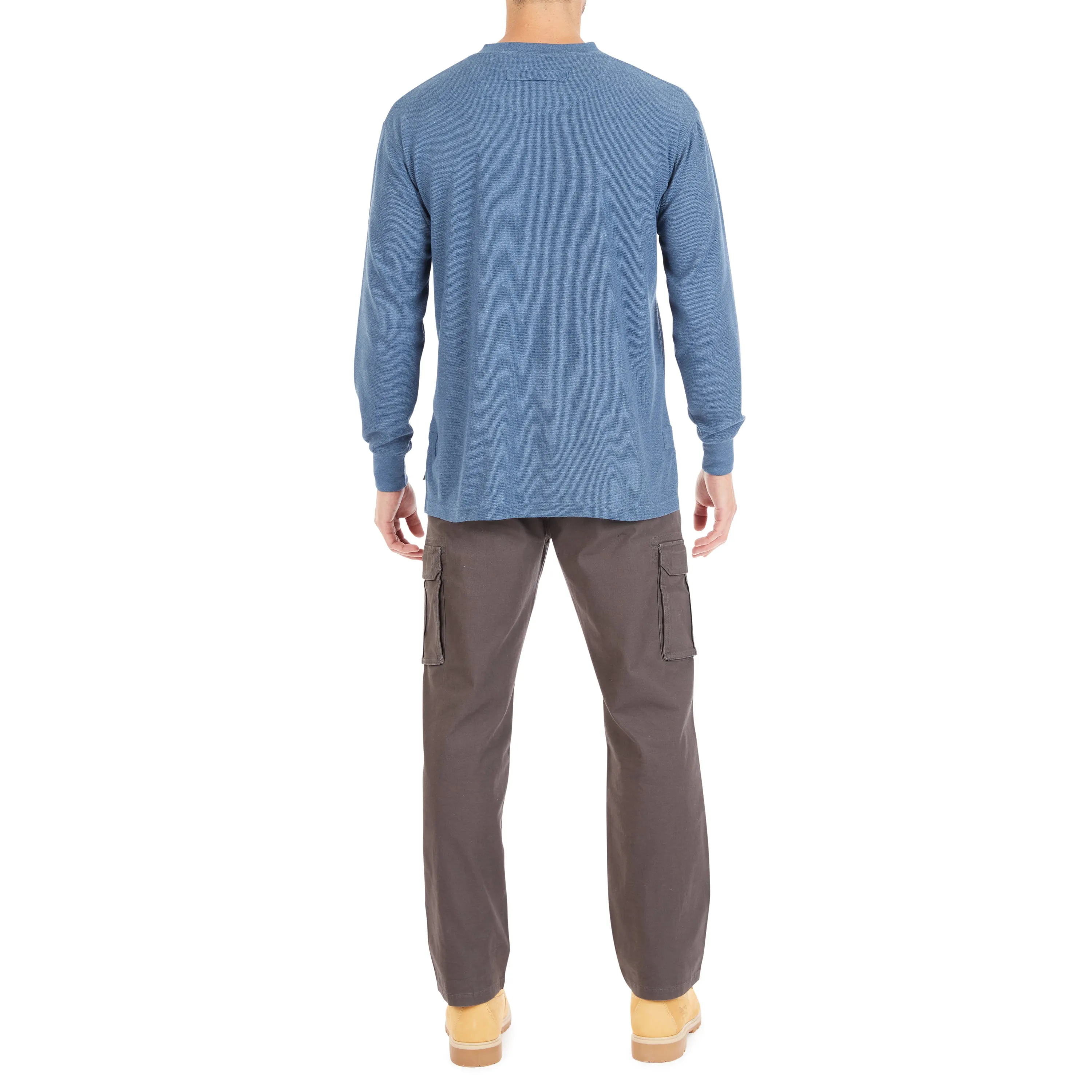 EXTENDED TAIL MINI-THERMAL KNIT HENLEY PULLOVER WITH GUSSET