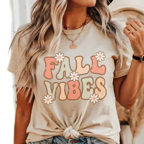 Fall Vibes Daisies Wholesale Bella Graphic Tee - Fast Shipping