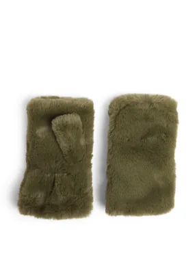 Faux fur fingerless gloves