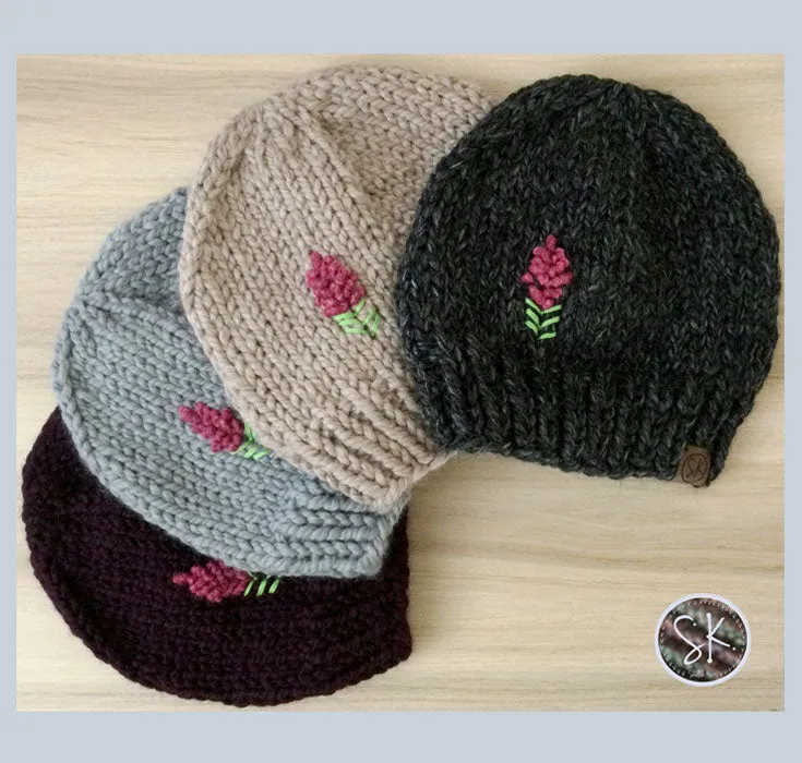 Fireweed Chunky Knit Hats | Flower Embroidered Hats