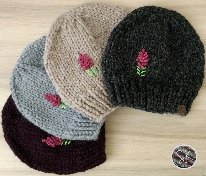 Fireweed Chunky Knit Hats | Flower Embroidered Hats