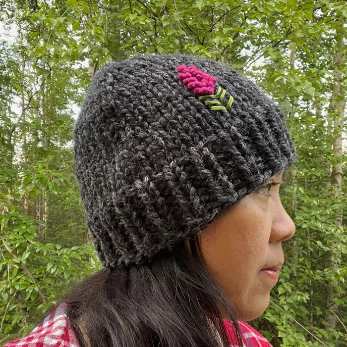 Fireweed Chunky Knit Hats | Flower Embroidered Hats