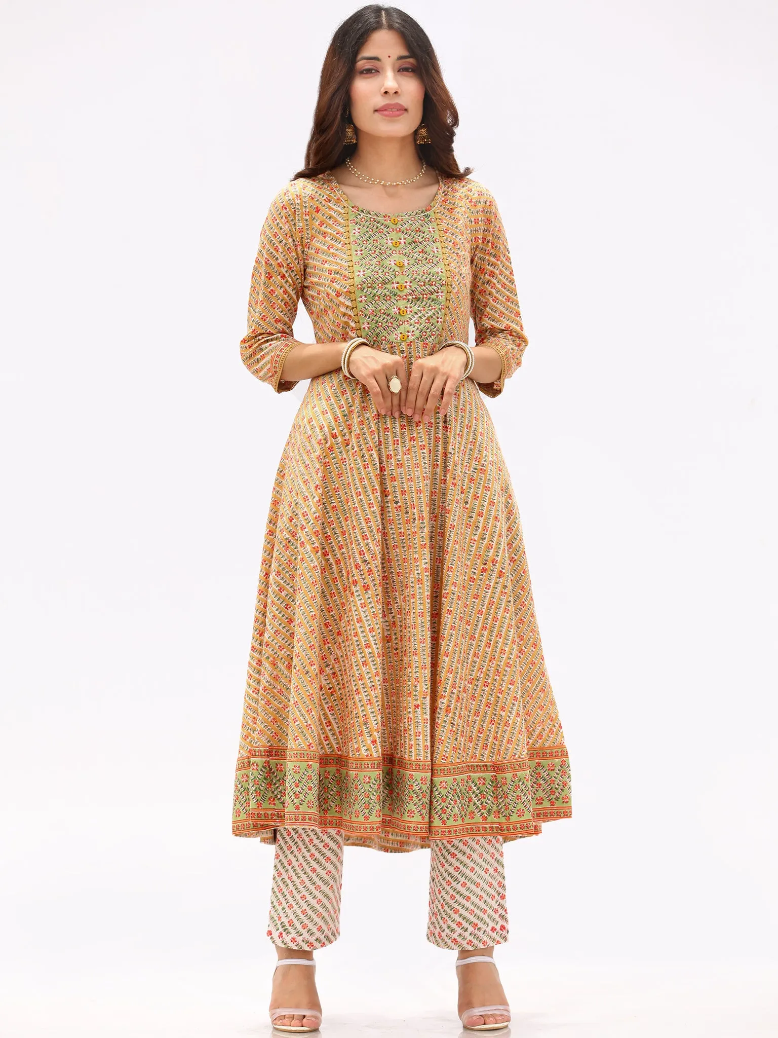 Fiza Sukoon Set Of Flared Kurta Pants Dupatta