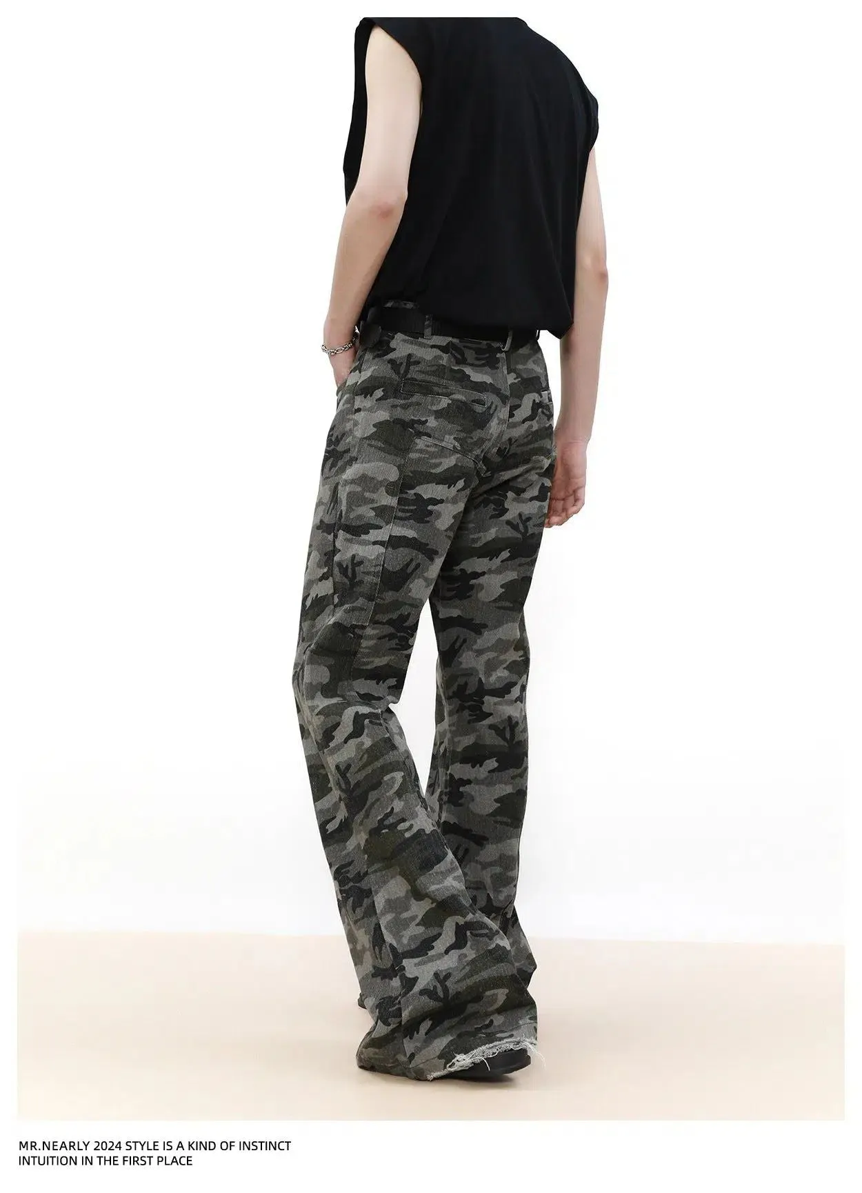 Flared Camo Print Pants