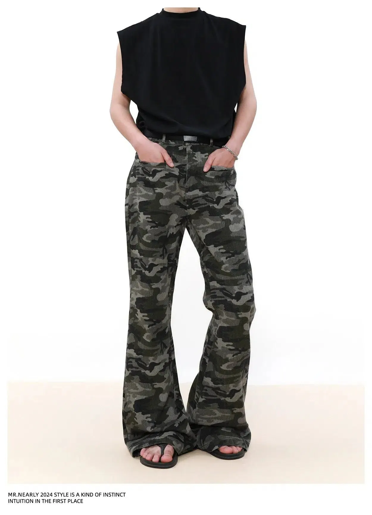 Flared Camo Print Pants