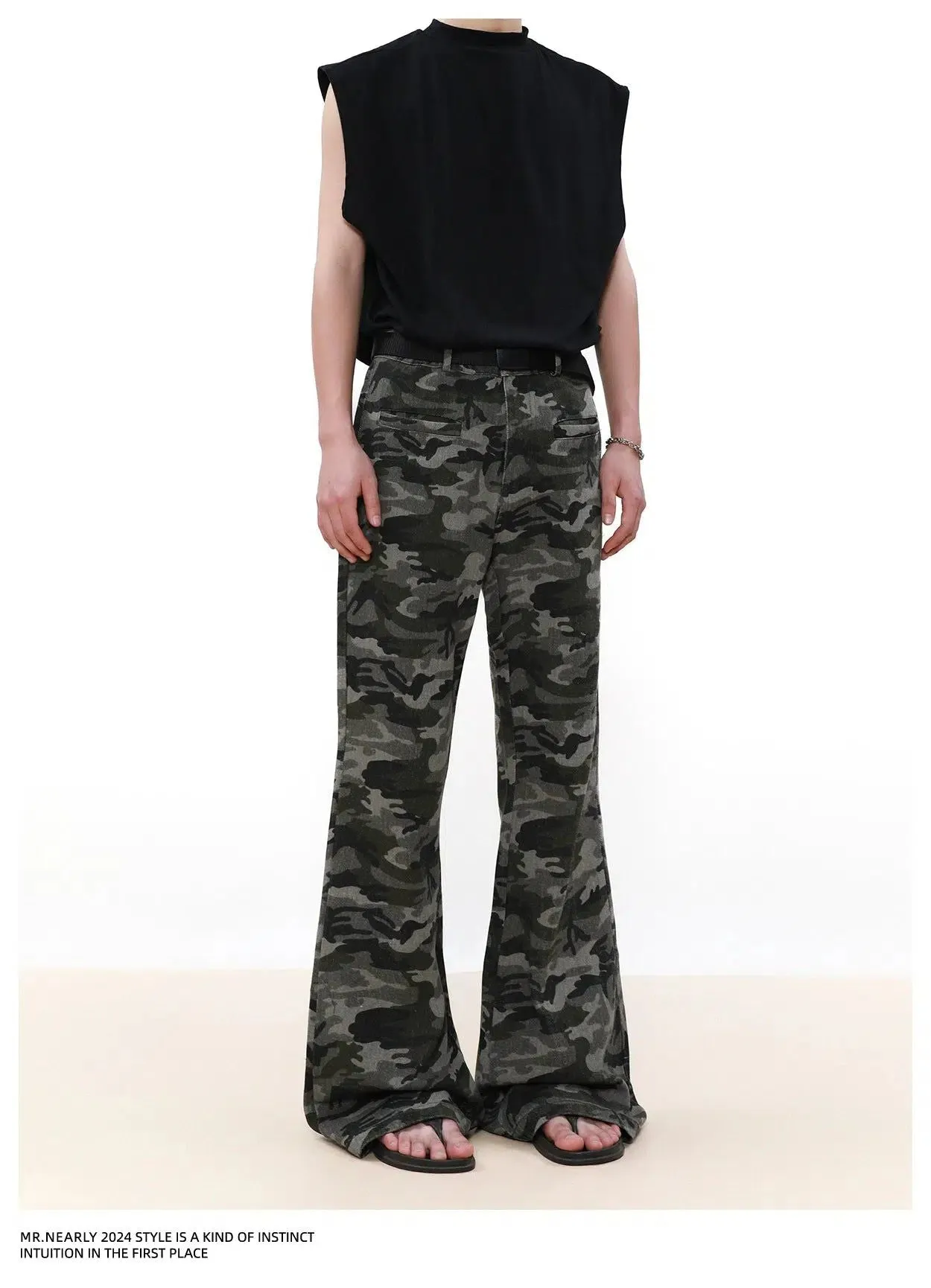 Flared Camo Print Pants