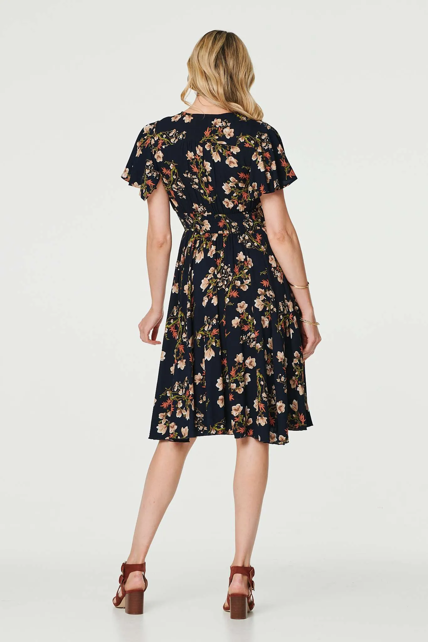 Floral Angel Sleeve Short Dress