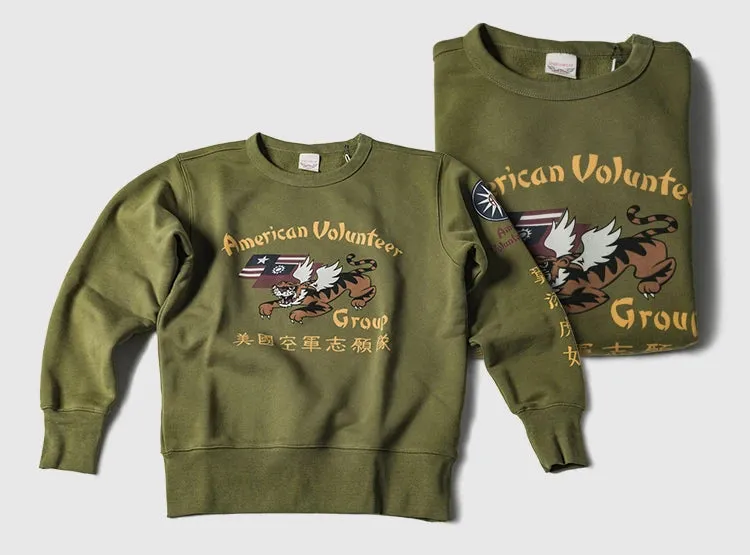 Flying Tigers Crew Neck Sweatshirts with Military Style