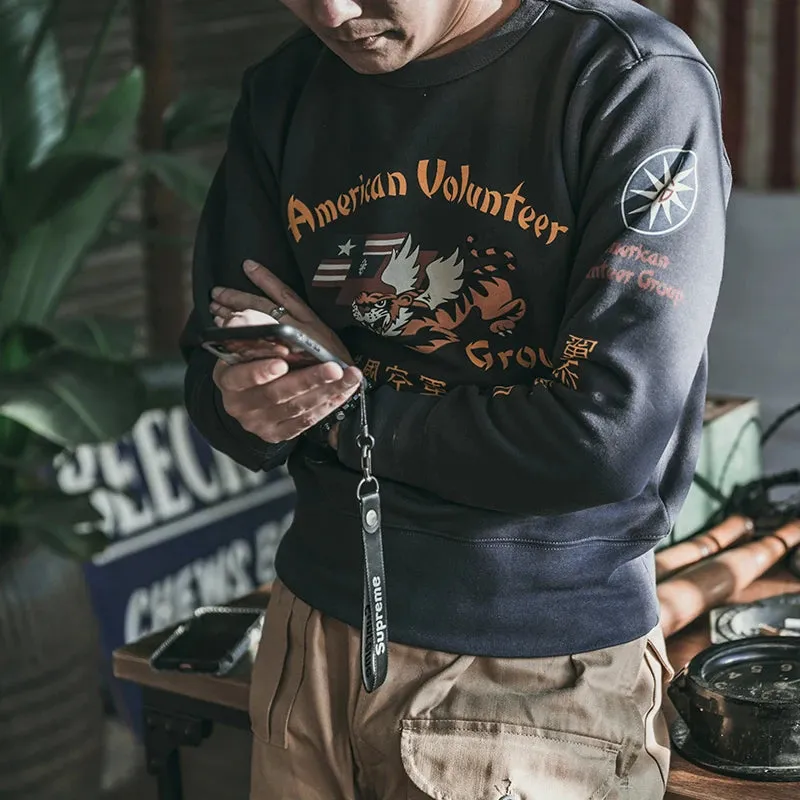 Flying Tigers Crew Neck Sweatshirts with Military Style