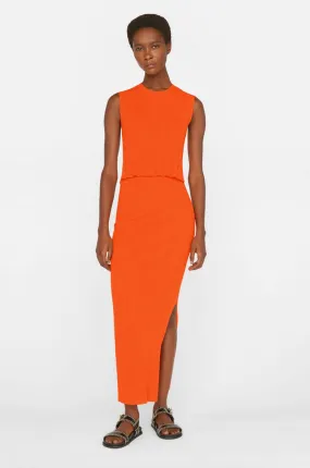 FRAME | Mixed Rib Cutout Skirt - Bright Tangerine