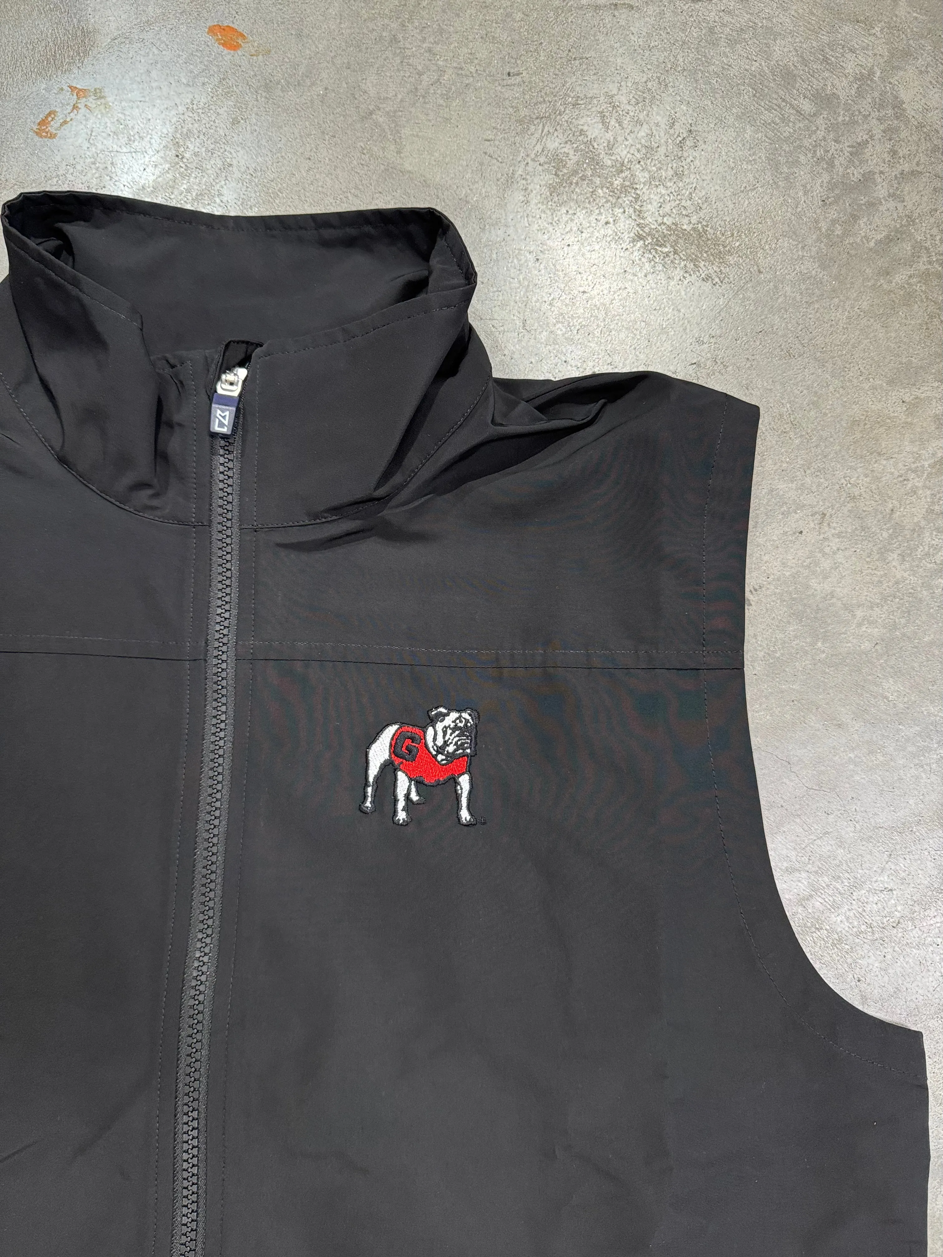 Georgia Bulldogs Cutter & Buck Charter Eco Recycled Mens Full-Zip Vest - Black