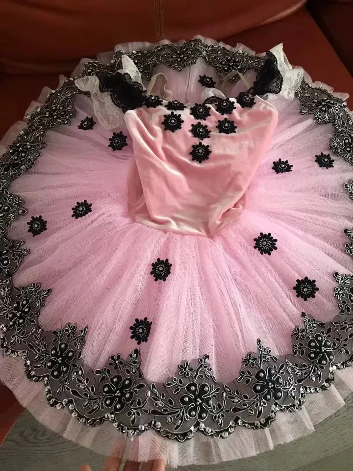 Girls Ballet Pancake Tutu Skirt Professional Performance Dress