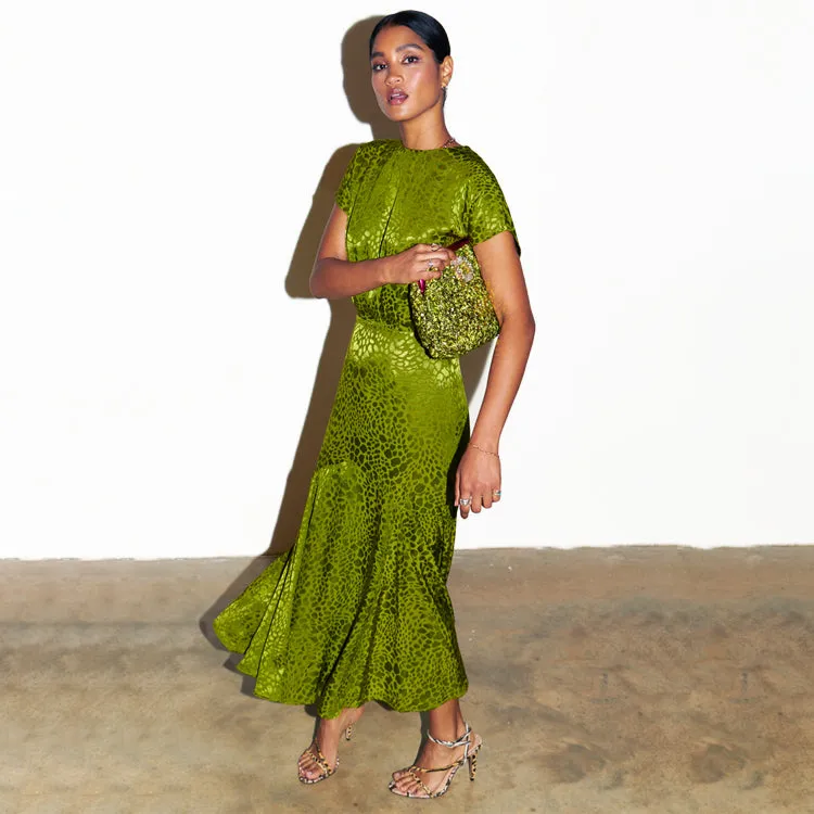 Green Jacquard Midi Erin Dress