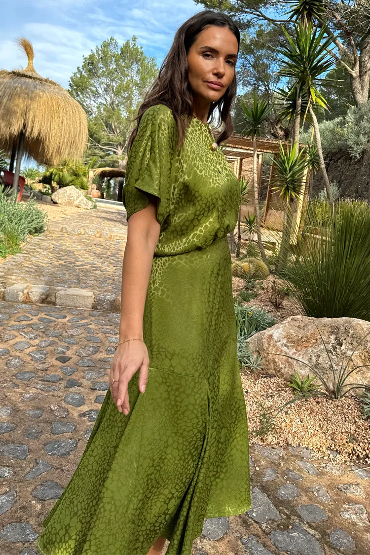 Green Jacquard Midi Erin Dress