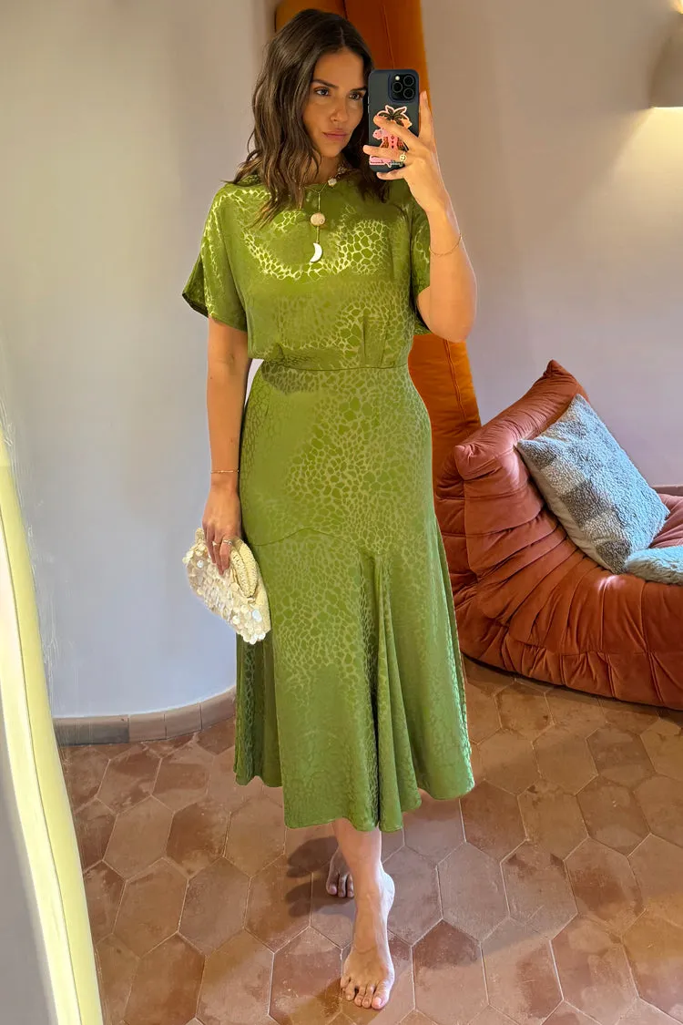 Green Jacquard Midi Erin Dress