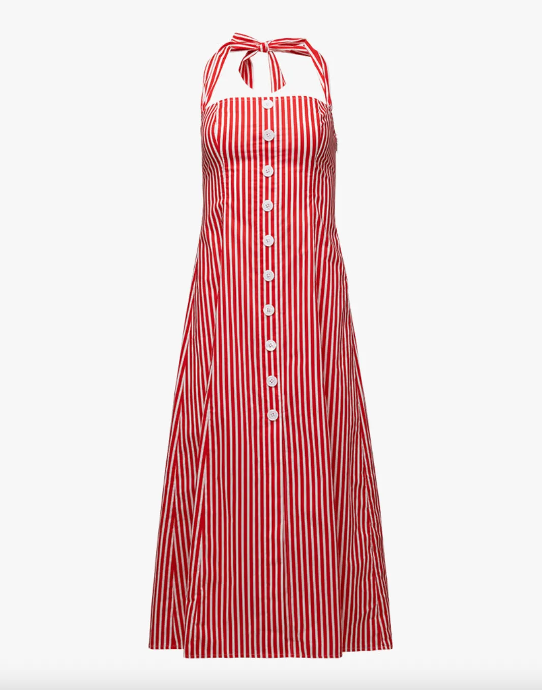 Halter Button Up Midi Dress Red