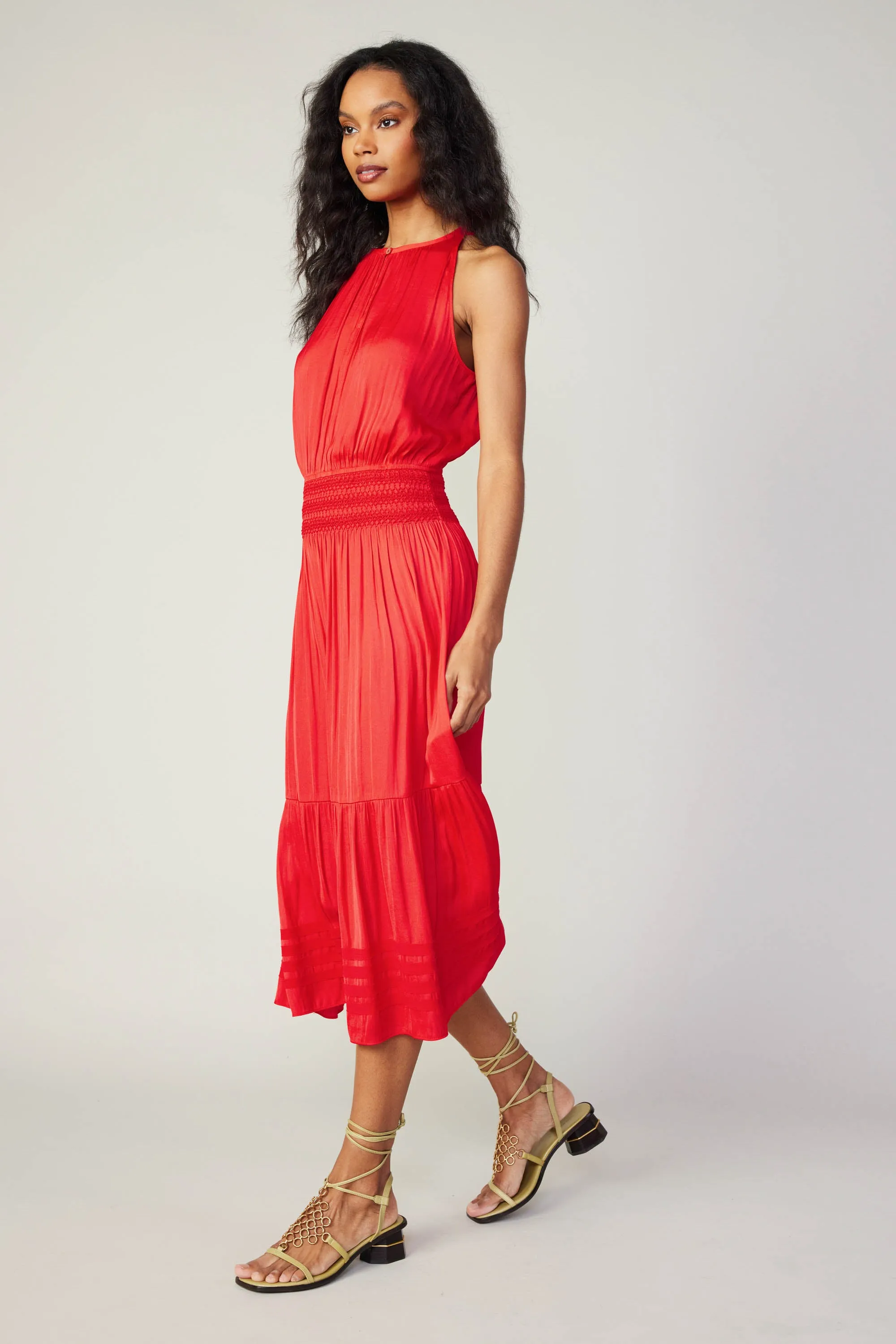 Halter Smocked Midi Dress