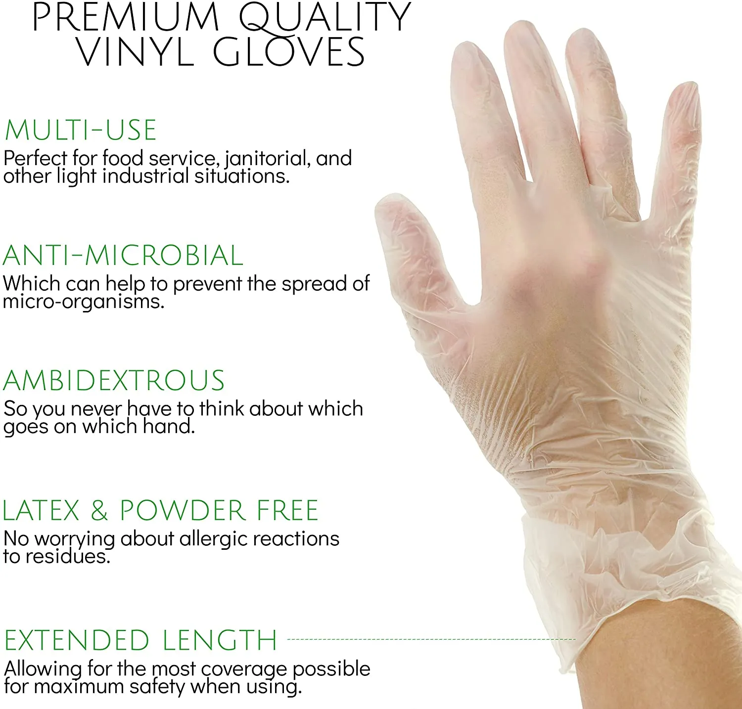 HandCare Vinyl Gloves - Exam Grade, Powder Free (Clear), 1,000 Gloves