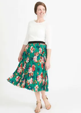 Havana Floral Pleated Midi Skirt-FINAL SALE