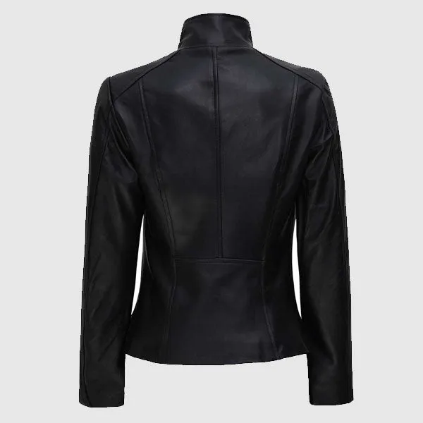 High Quality Arezoo Womens Black Real Leather Jacket