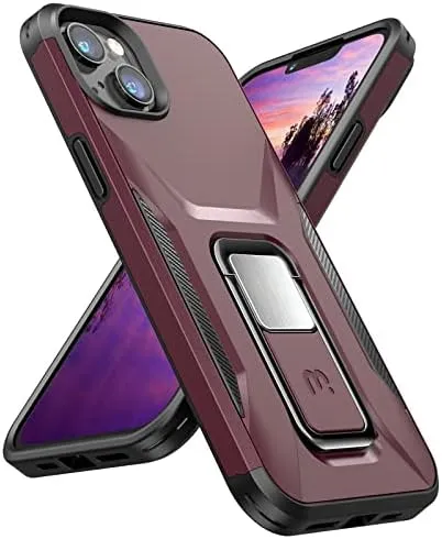 iPhone 14 Plus 6.7", Heavy Duty Military Grade Drop Protective Cover Kickstand Plum