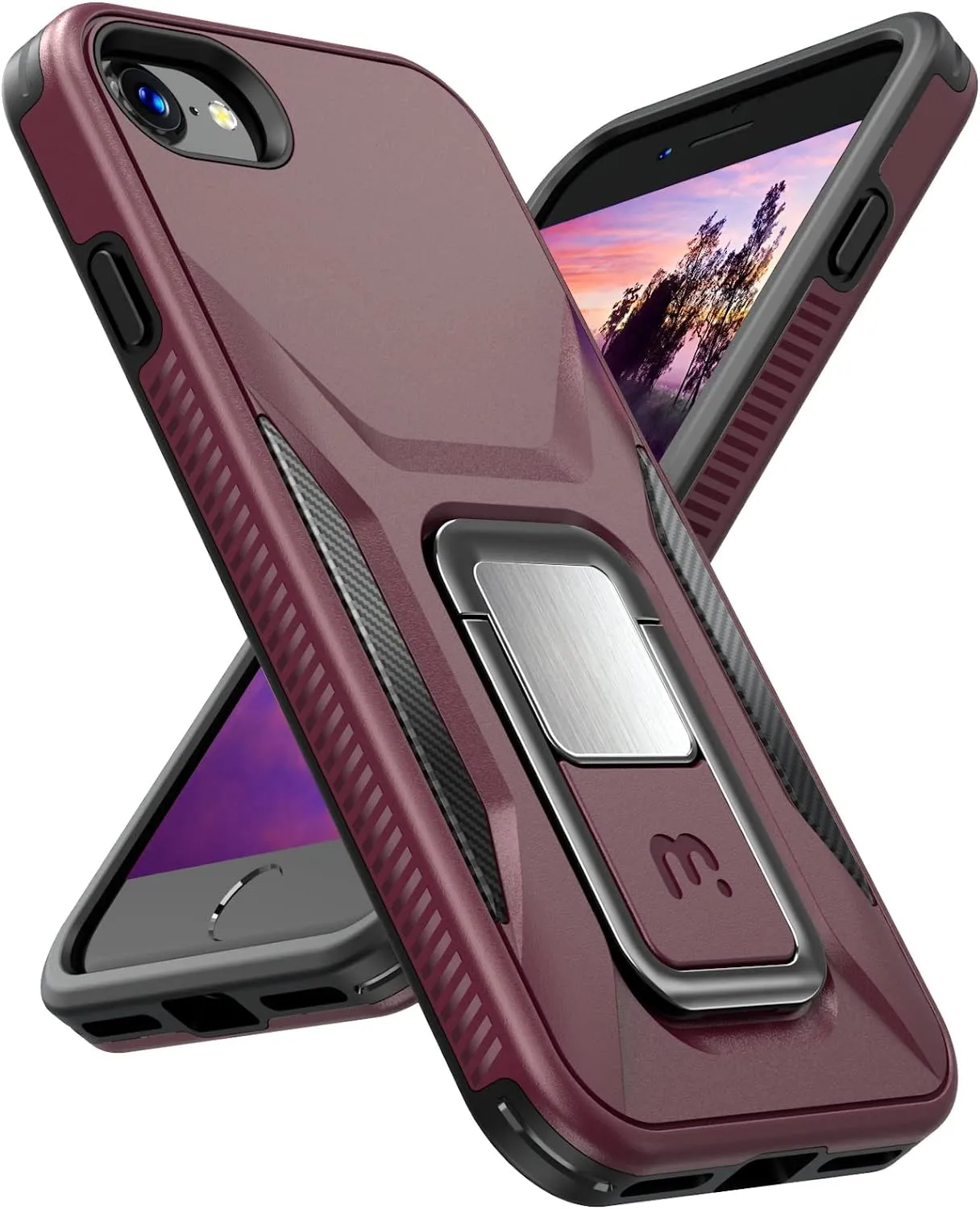 iPhone 14 Plus 6.7", Heavy Duty Military Grade Drop Protective Cover Kickstand Plum