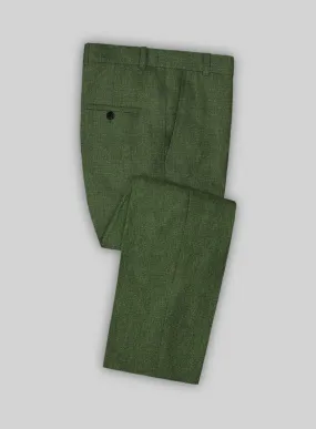 Italian Prato Sharkskin Green Linen Pants