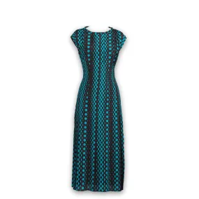 J. Peterman Women's Vintage Pleated Polka Dot Dress - Black and Blue