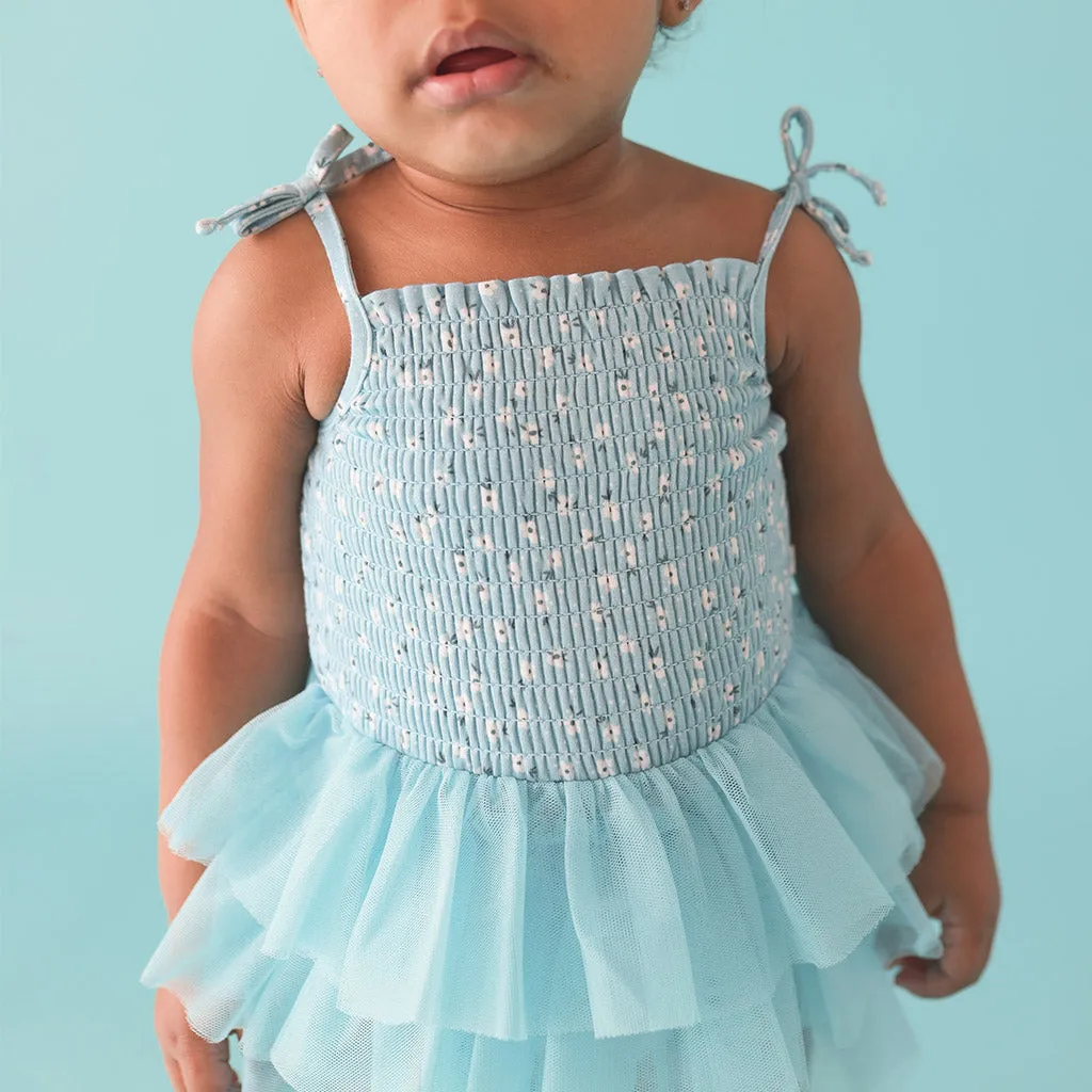 Juliana Smocked Tulle Bodysuit Dress