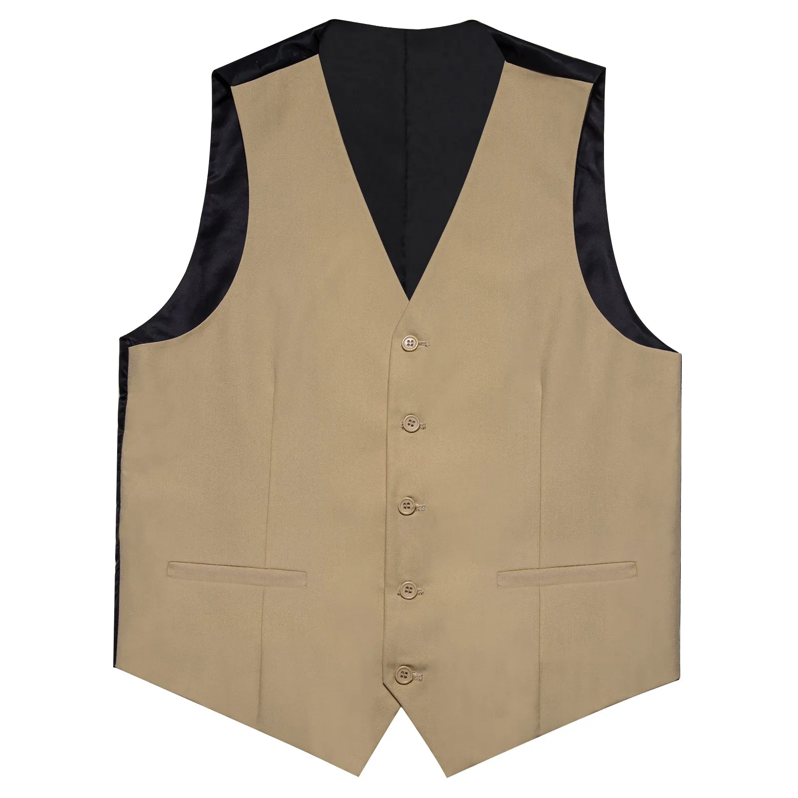 Khaki Yellow Solid Silk Men's Classic Vest