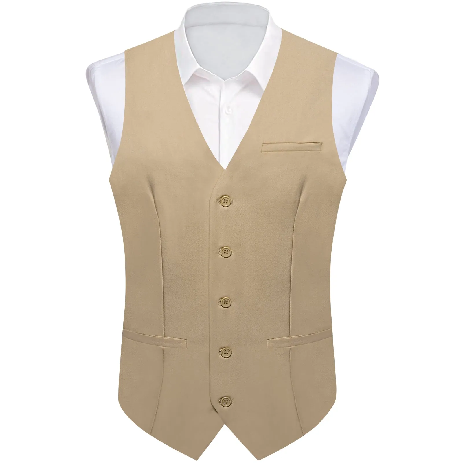 Khaki Yellow Solid Silk Men's Classic Vest