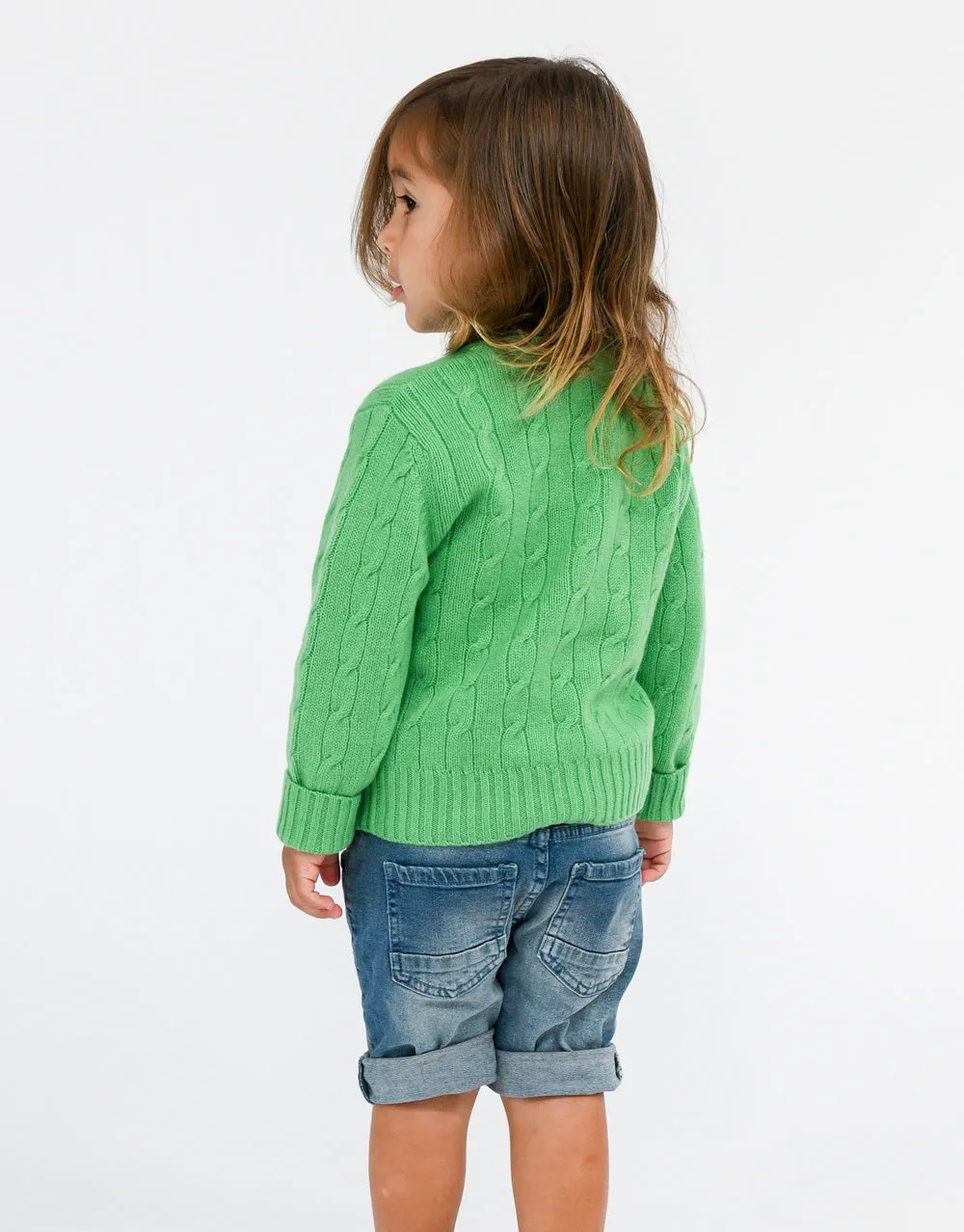 Kids Cable Pullover in Grass