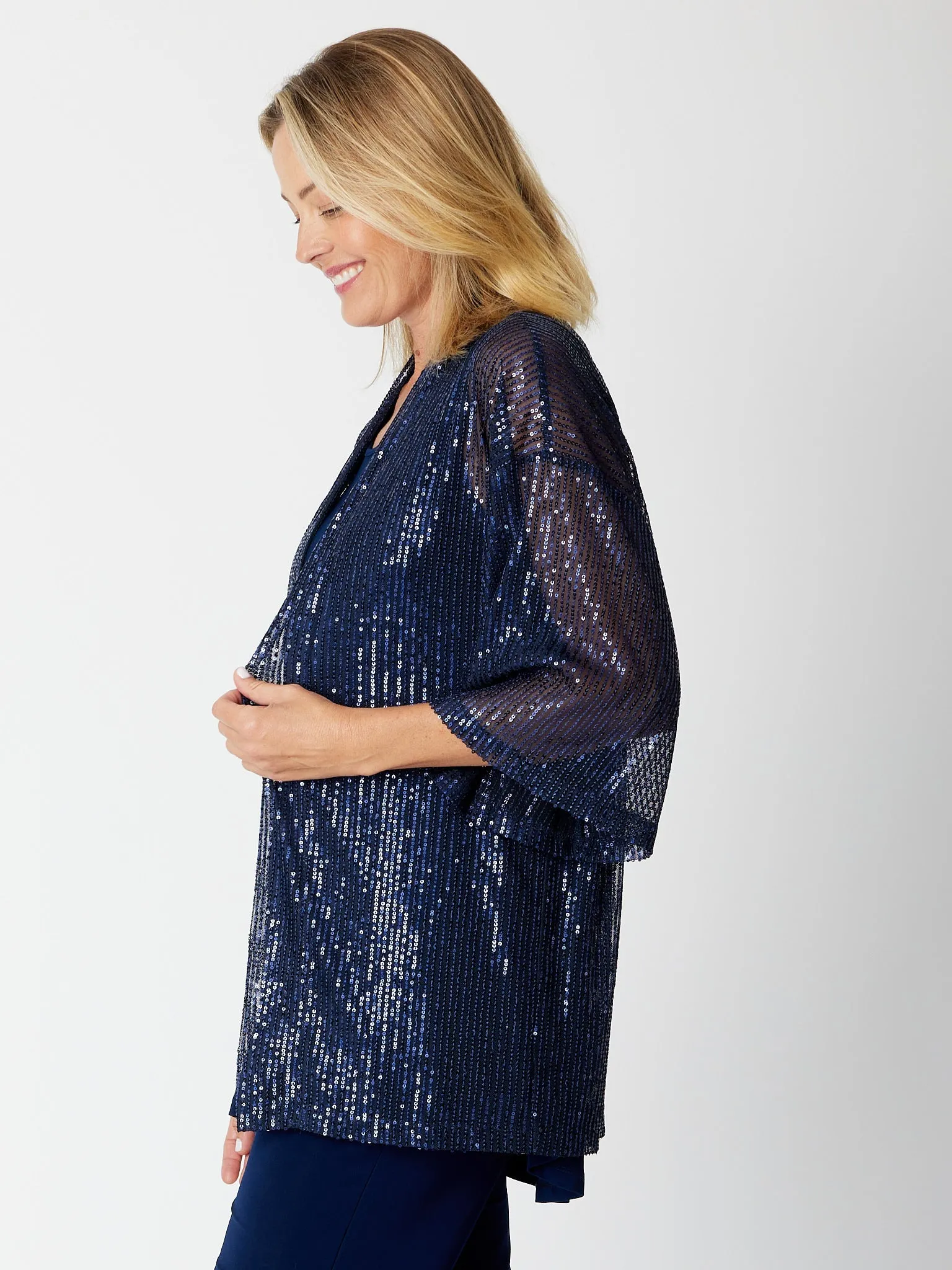 Kimono Sparkle Tonight Jacket- Navy -30564