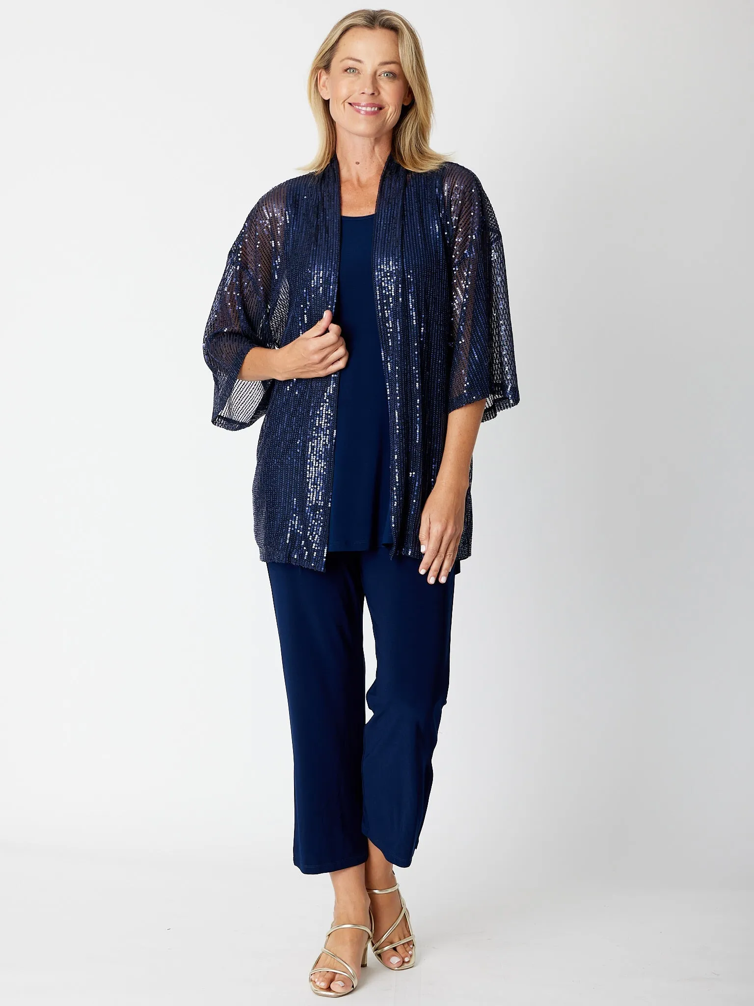 Kimono Sparkle Tonight Jacket- Navy -30564