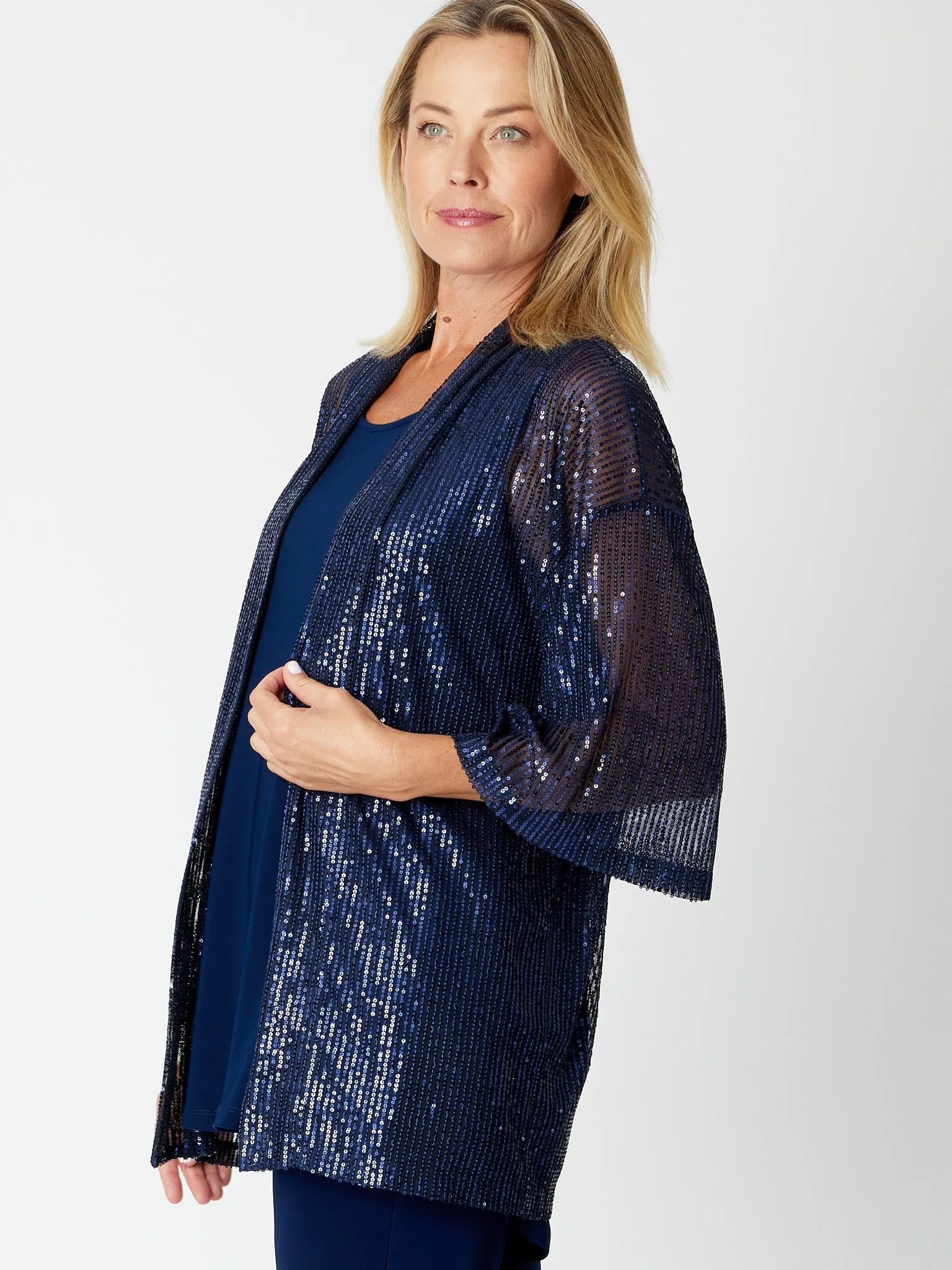 Kimono Sparkle Tonight Jacket- Navy -30564