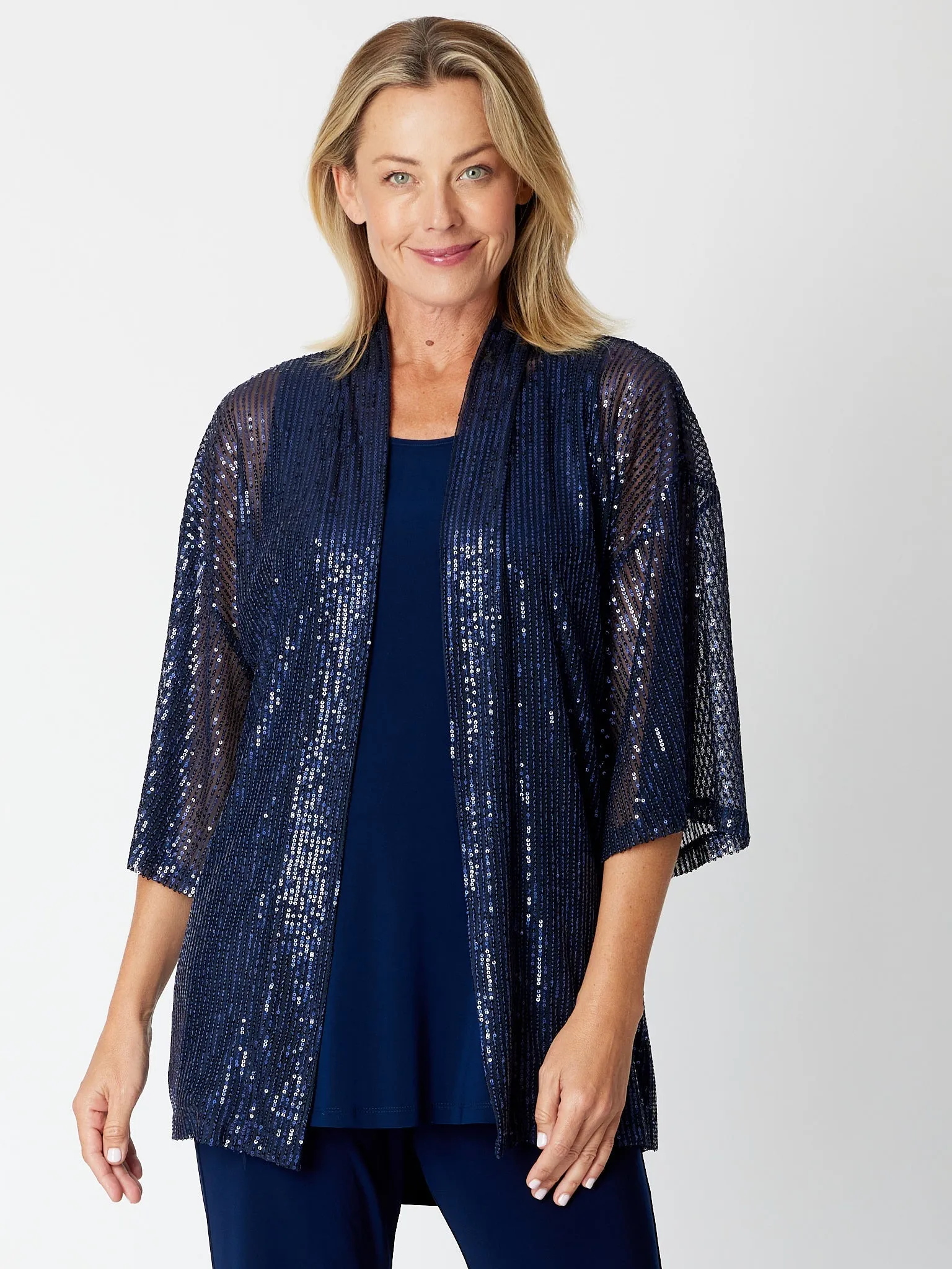 Kimono Sparkle Tonight Jacket- Navy -30564