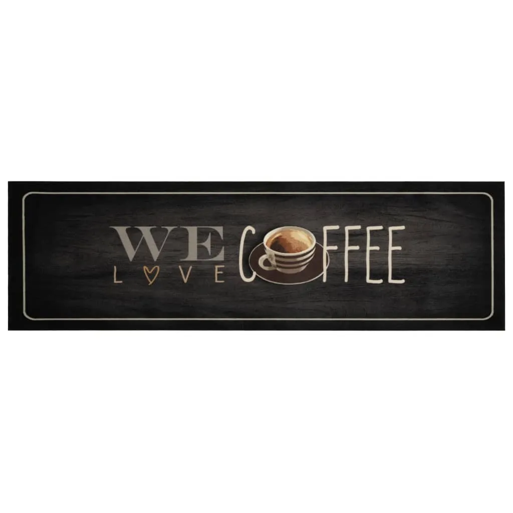 Kitchen Rug Washable Coffee Text 45x150 cm Velvet