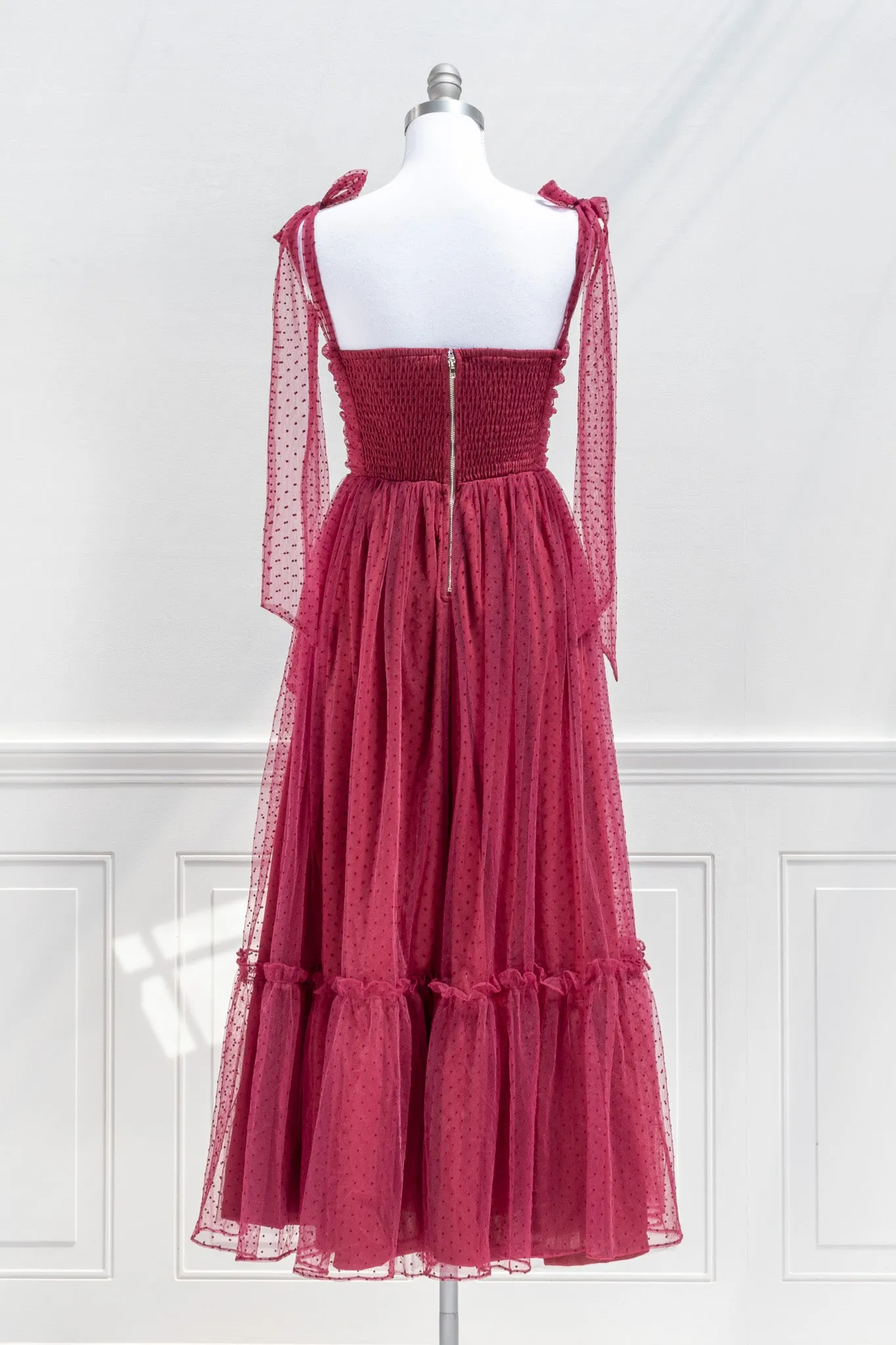 La Bohème Tulle Dress - Burgundy