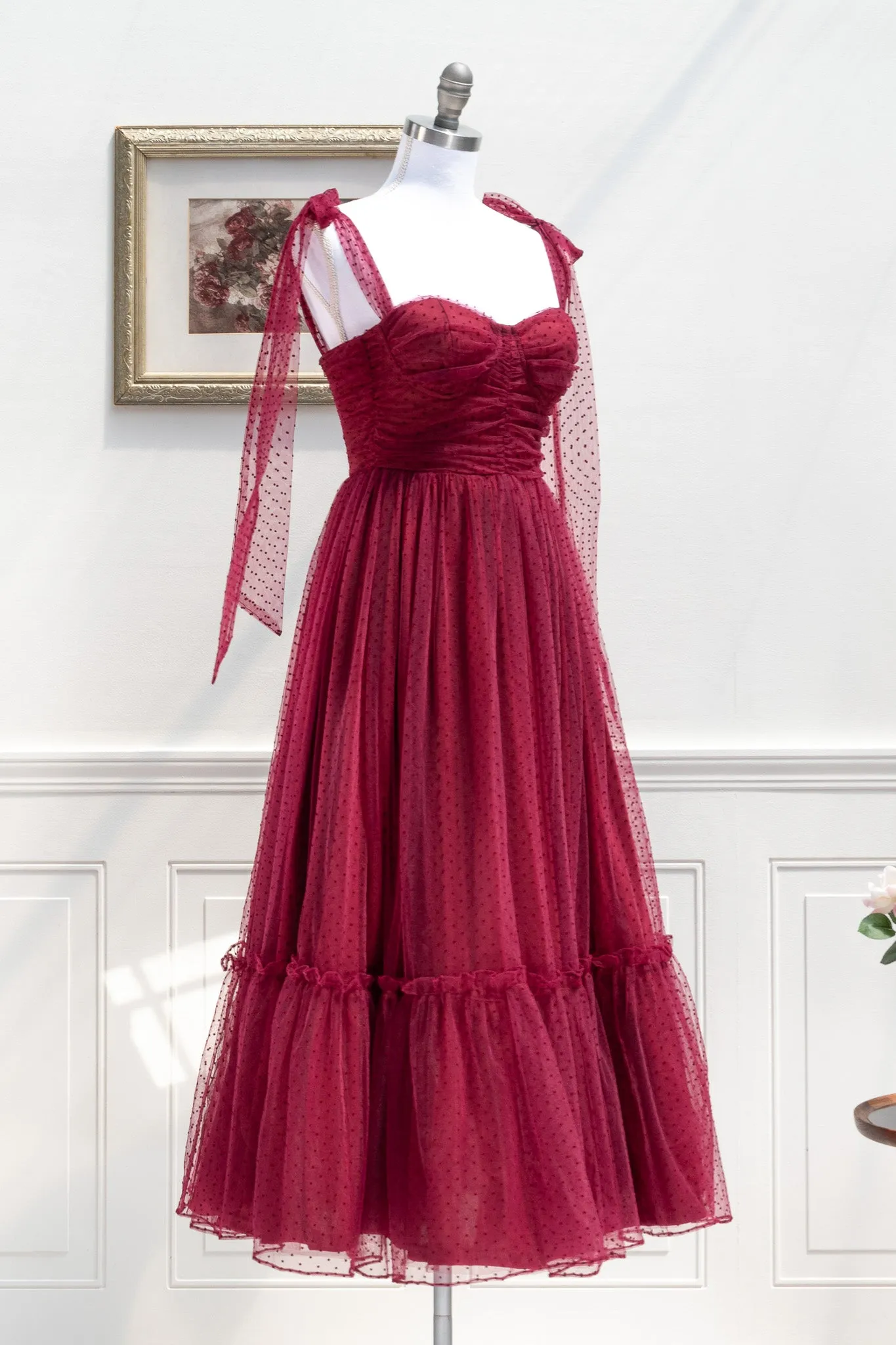 La Bohème Tulle Dress - Burgundy