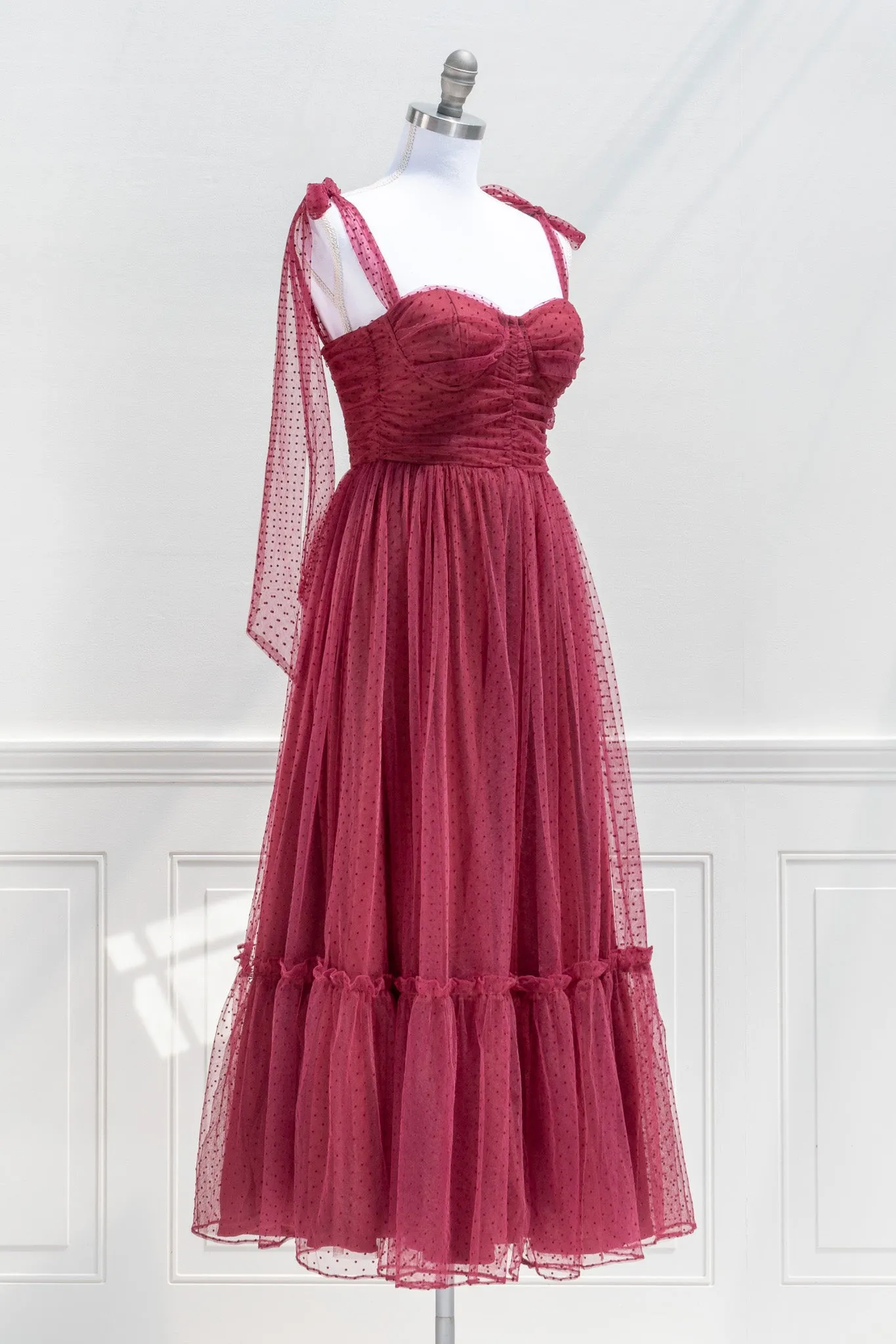 La Bohème Tulle Dress - Burgundy