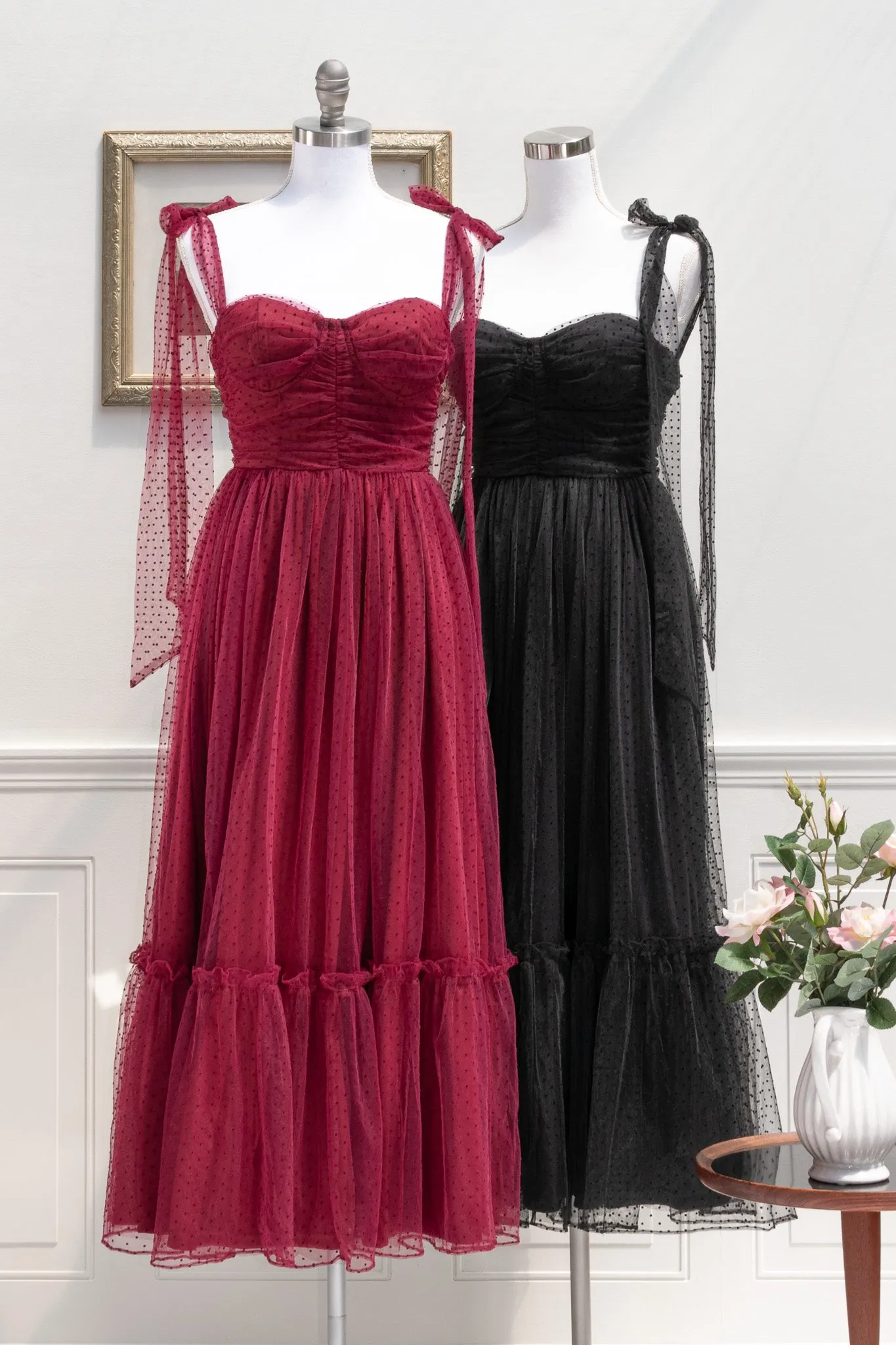 La Bohème Tulle Dress - Burgundy