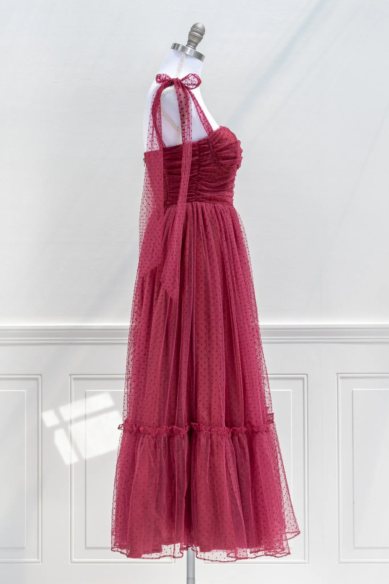 La Bohème Tulle Dress - Burgundy