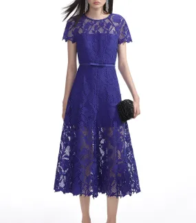 Lace Midi Dress Cobalt