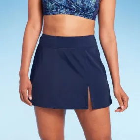 Lands' End Women's UPF 50 Tummy Control Swim Skirt - Navy Blue S