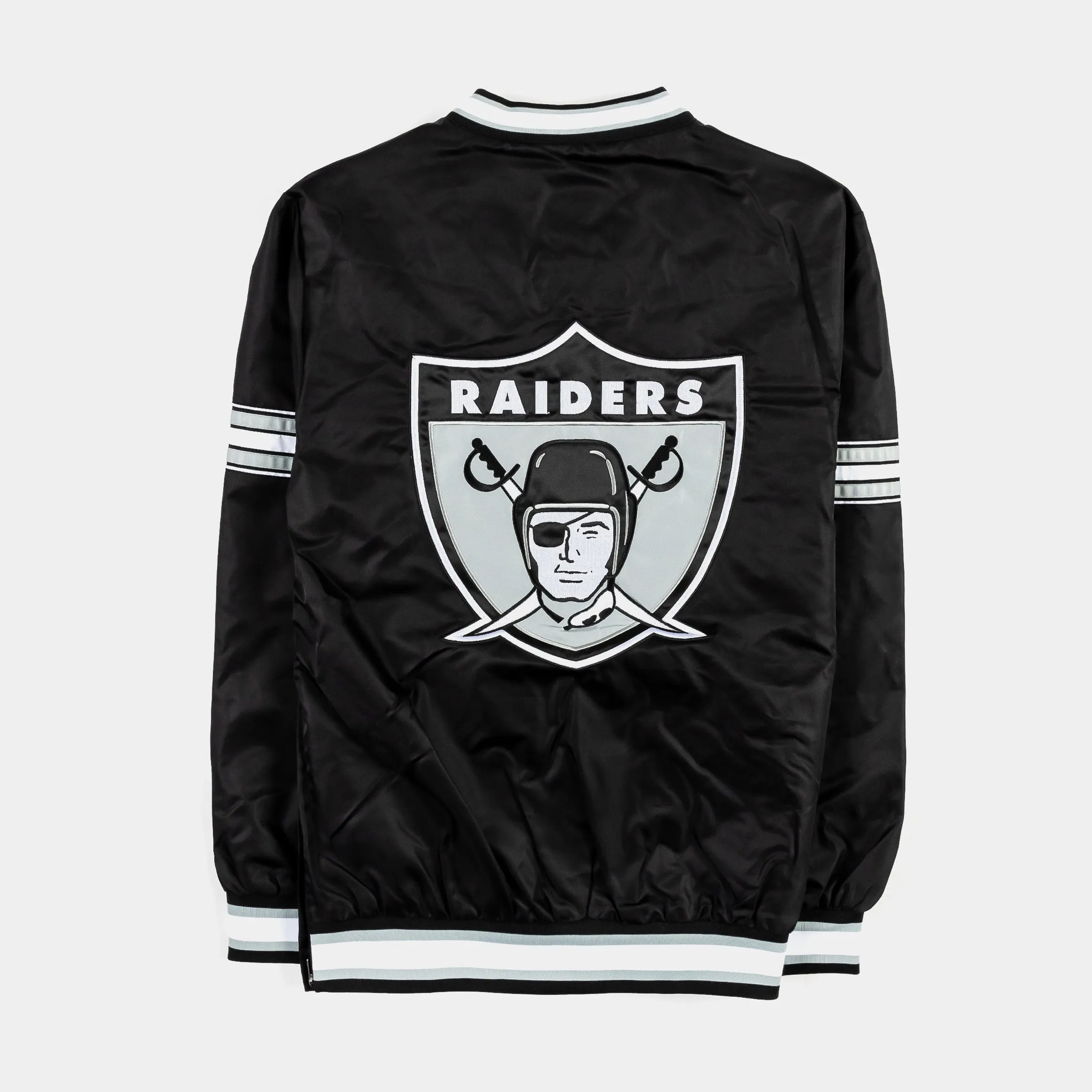 Las Vegas Raiders Renegade Nylon Pullover Windbreaker Mens Jacket (Black)