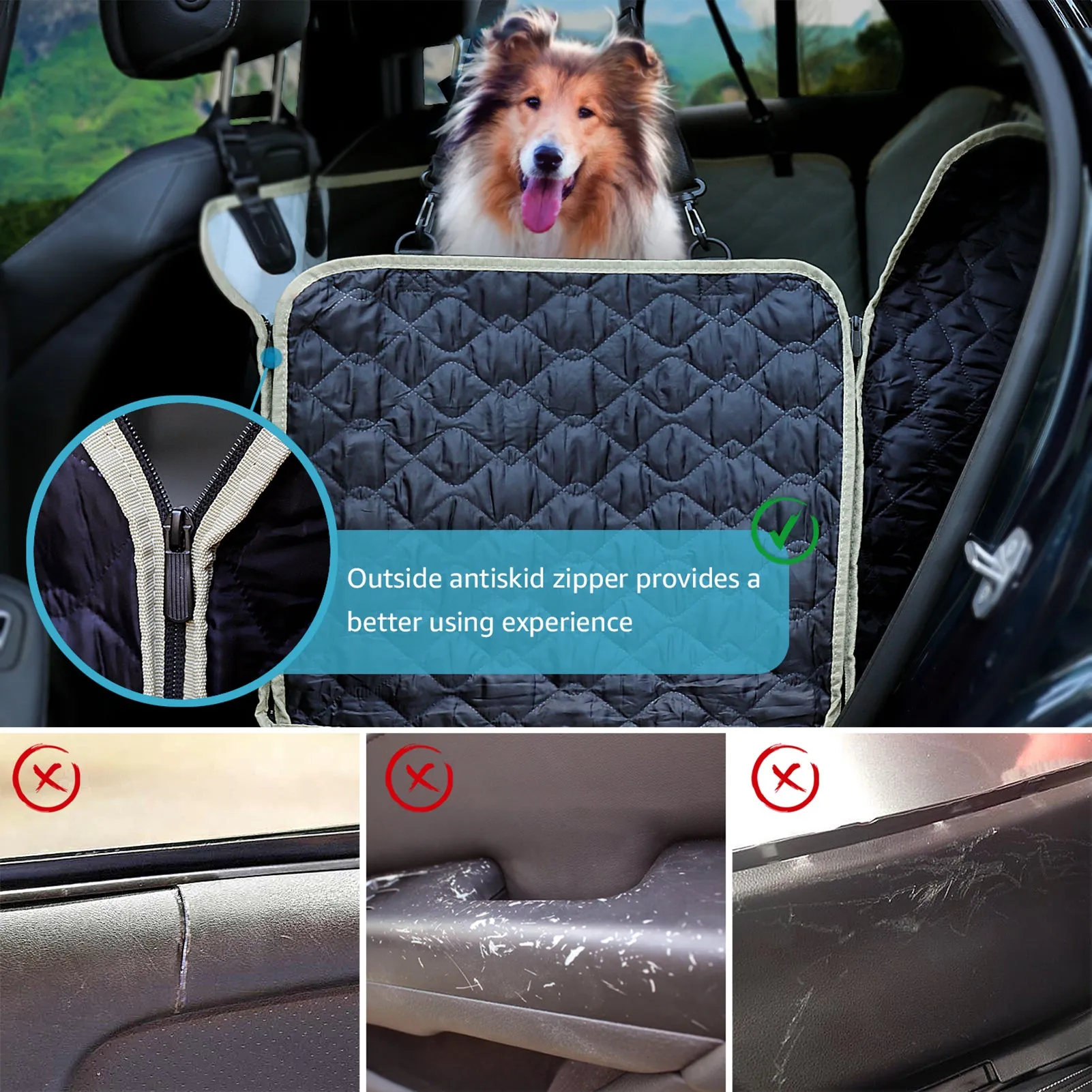 Lassie Dog Car Hammock for Trucks/SUVs/Cars 100% Waterproof with Mesh Visual Window Durable Scratchproof Nonslip