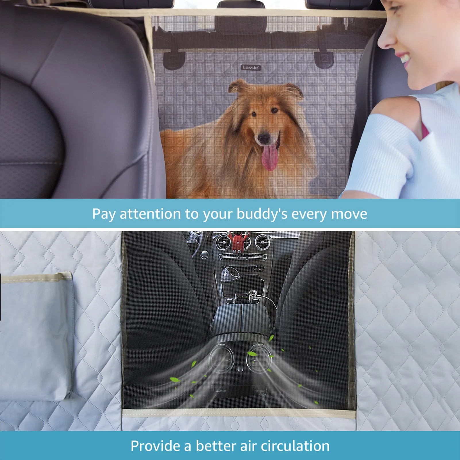 Lassie Dog Car Hammock for Trucks/SUVs/Cars 100% Waterproof with Mesh Visual Window Durable Scratchproof Nonslip