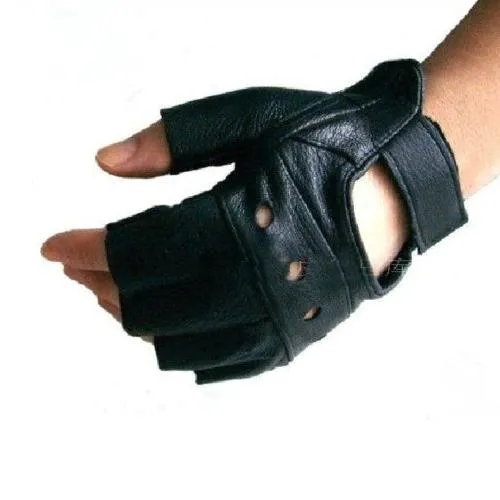 Leather Half finger cut Gloves for Bike Driving leather Sports, Hiking, Cycling, Travelling, Camping, Driving, Outdoor