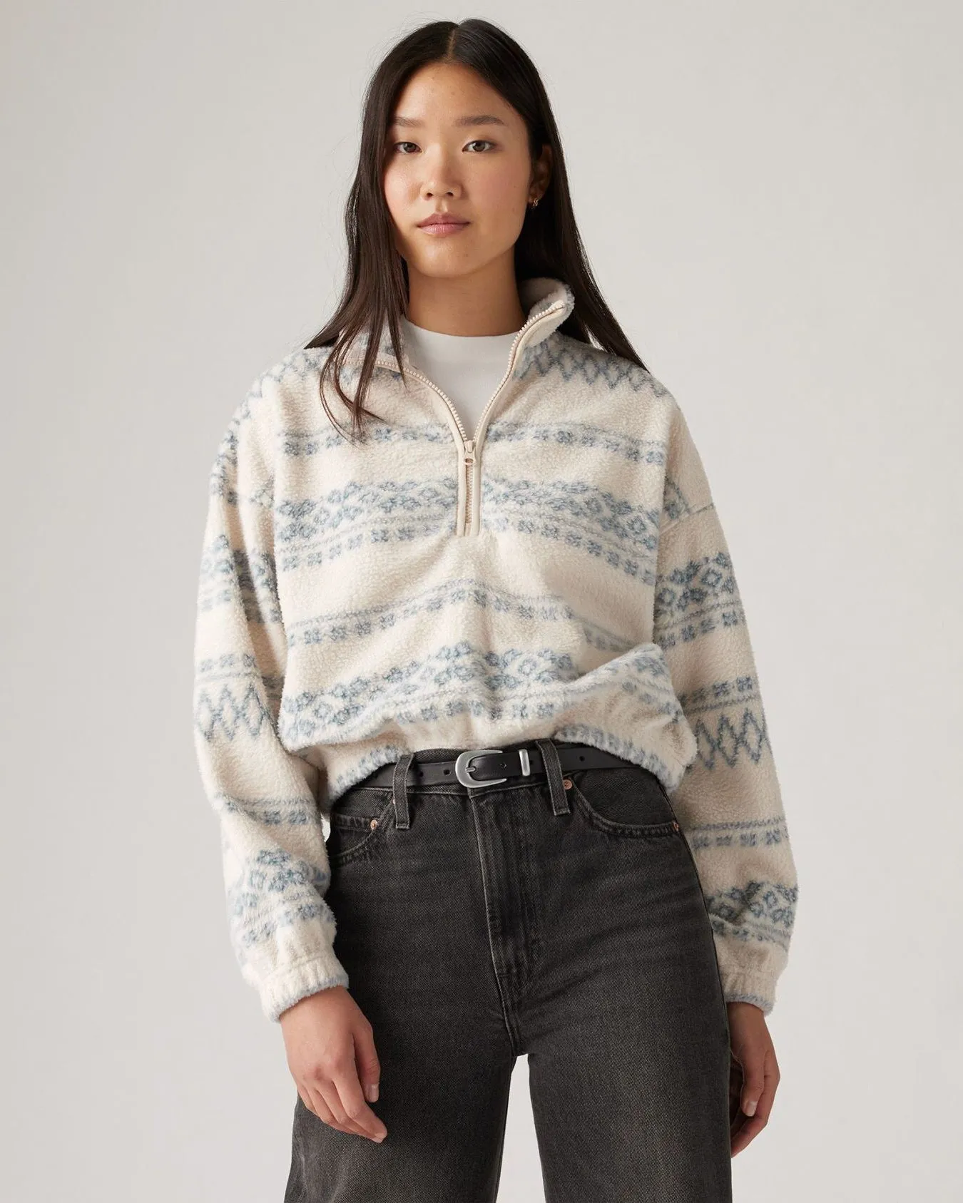 Levi's® Womens Delta 1/4 Zip Fleece - Miley Stitch Fairisle / White Swan